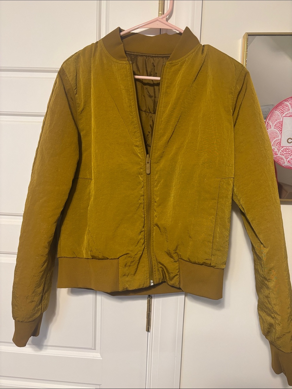 Reversible Olive 🫒 Green Bomber Jacket - Women's Lightweight Zip Front